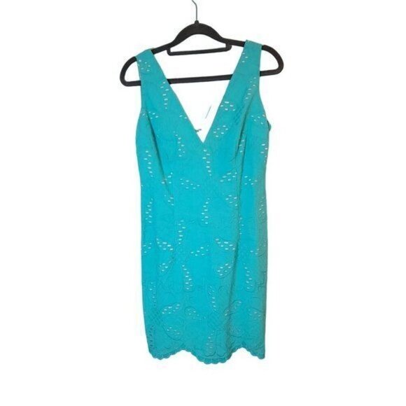 Lilly Pulitzer Dresses & Skirts - Lilly Pulitzer Madden Dress Shorely Blue Jumbo Pattern Petal Eyelet Blue Size 0